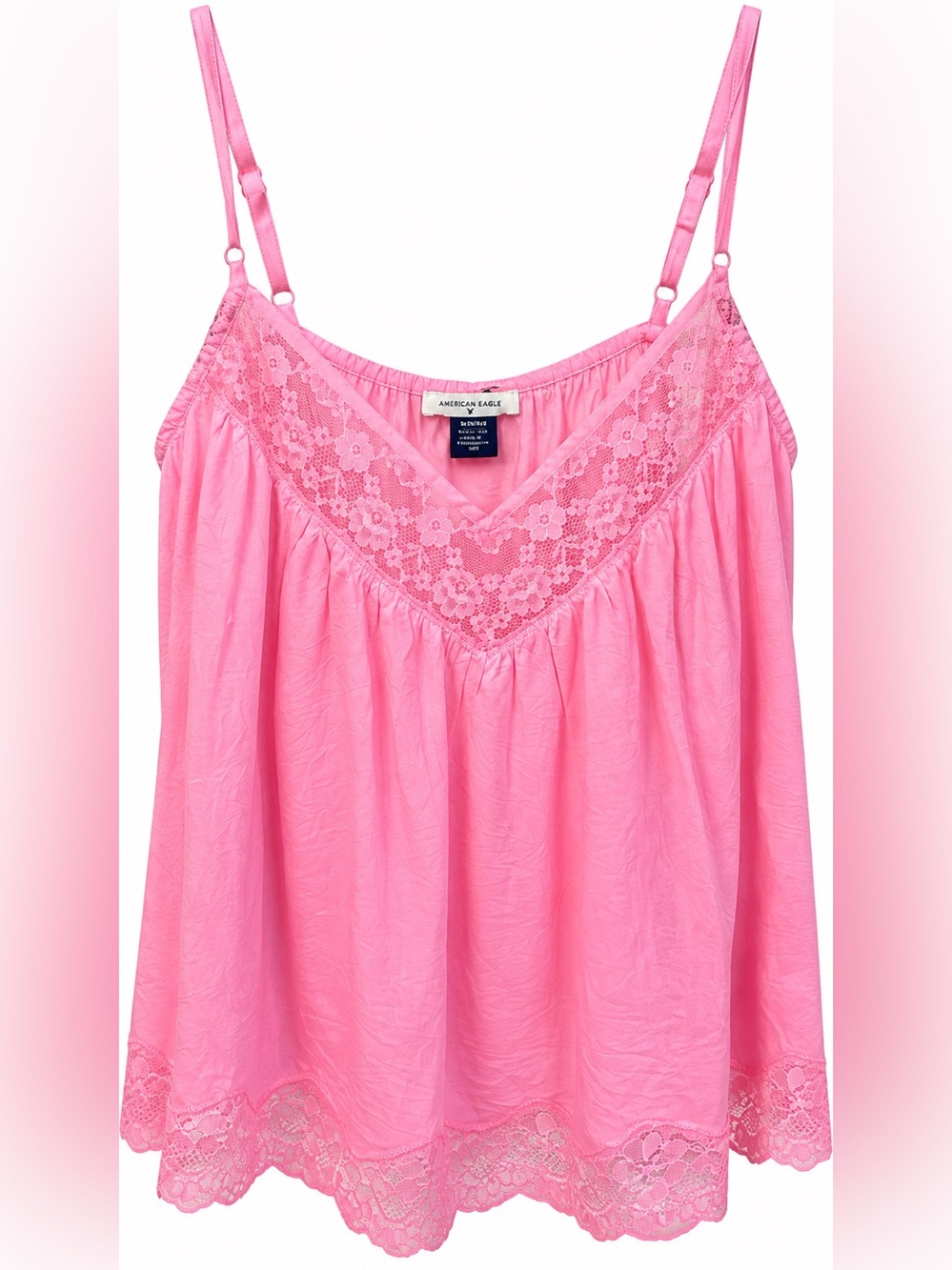 American Eagle Pink Lace Cami Tank Top Medium